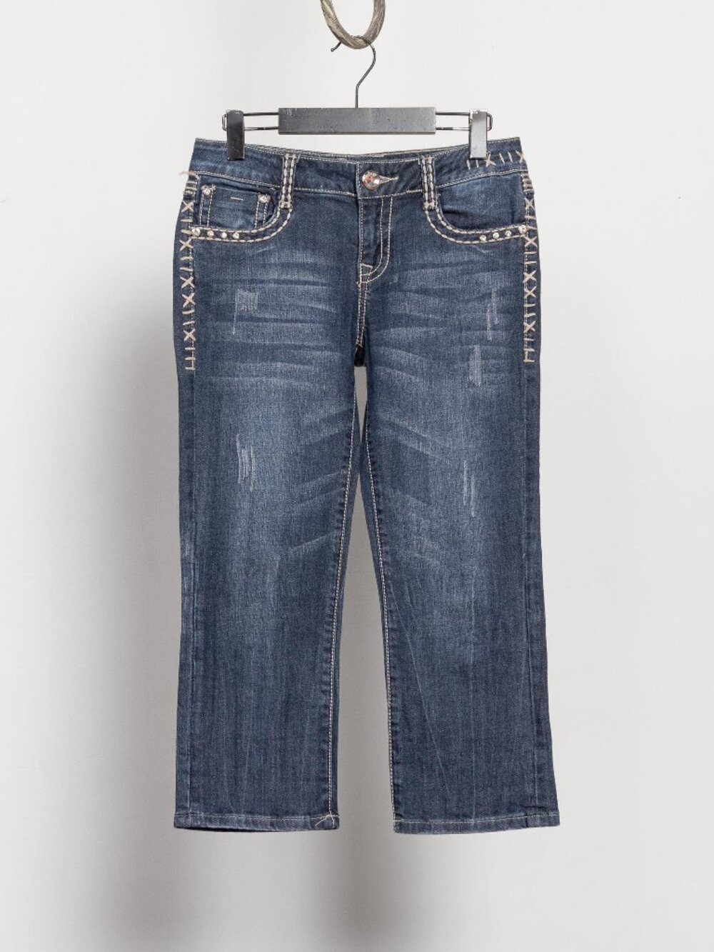 Y2K Capri Jeans, Low Rise Sequin Straight Leg, Size 5 - Picture 16 of 16
